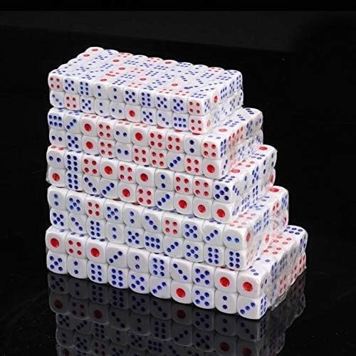 KRAFTMASTERS®100 Pieces 15MM Small 6 Sided Dice Set White Colors Acrylic Dice for Board Game or Teaching Math 2