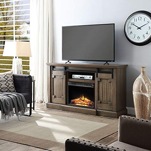 60in Grey Clayton TV Stand with Electric Fireplace (Grey)