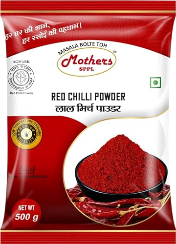 Image of Mothers Spices Red Chilli Powder 500g | Lal Mirchi Powder for Cooking Pickles & Masala Recipes | Pure Red Hot Chilli Powder with No Added Flavours or Colours | Pouch Pack