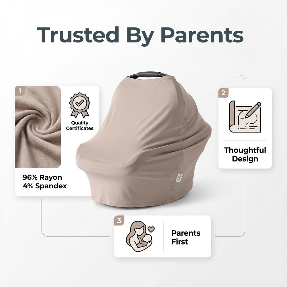 MOZAH Funda multiusos para bebé: fundas de asiento de coche 9 en 1 para bebés, funda de lactancia para lactancia materna y más, funda de asiento de coche ultrasuave y elástica (verde romano)