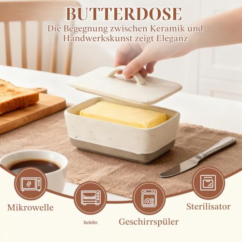 Foto von Butterdose Keramik mit Deckel für 350g Butter