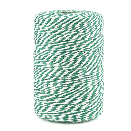 Image of G2PLUS Christmas String, 2MM 656 Feet White and Green Cotton String | Natural Soft and Sturdy,for Christmas Gift Wrapping, DIY Arts and Crafts