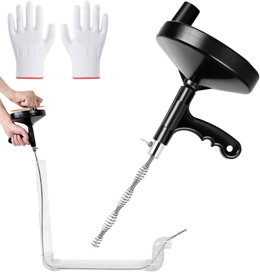 Snake Drain Unblocker Drain Auger, 7.62m Professional Kitchen Sink