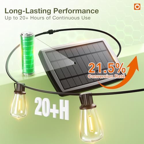 addlon 78(72+6) FT Solar String Lights Waterproof,Patio Lights Solar Powered with Remote & USB Port 3 Lighting Modes 24+2 LED Shatterproof Bulbs Outdoor Lights for Camping Backyard Garden