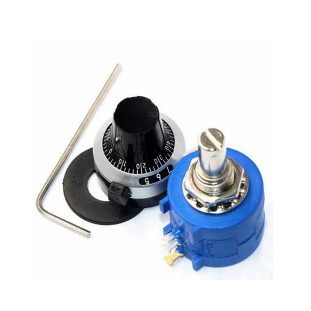 1Set 3590S-2 Series Precision Multiturn Potentiometer 10 Ring Adjustable Resistor+ Turns Counting Dial Rotary 6.35mm Knob,20K Ohm