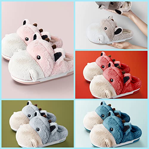 Baiyuruodie Women's cotton slippers, hippopotamus animal slippers, household winter anti-skid slippers, holiday gifts4