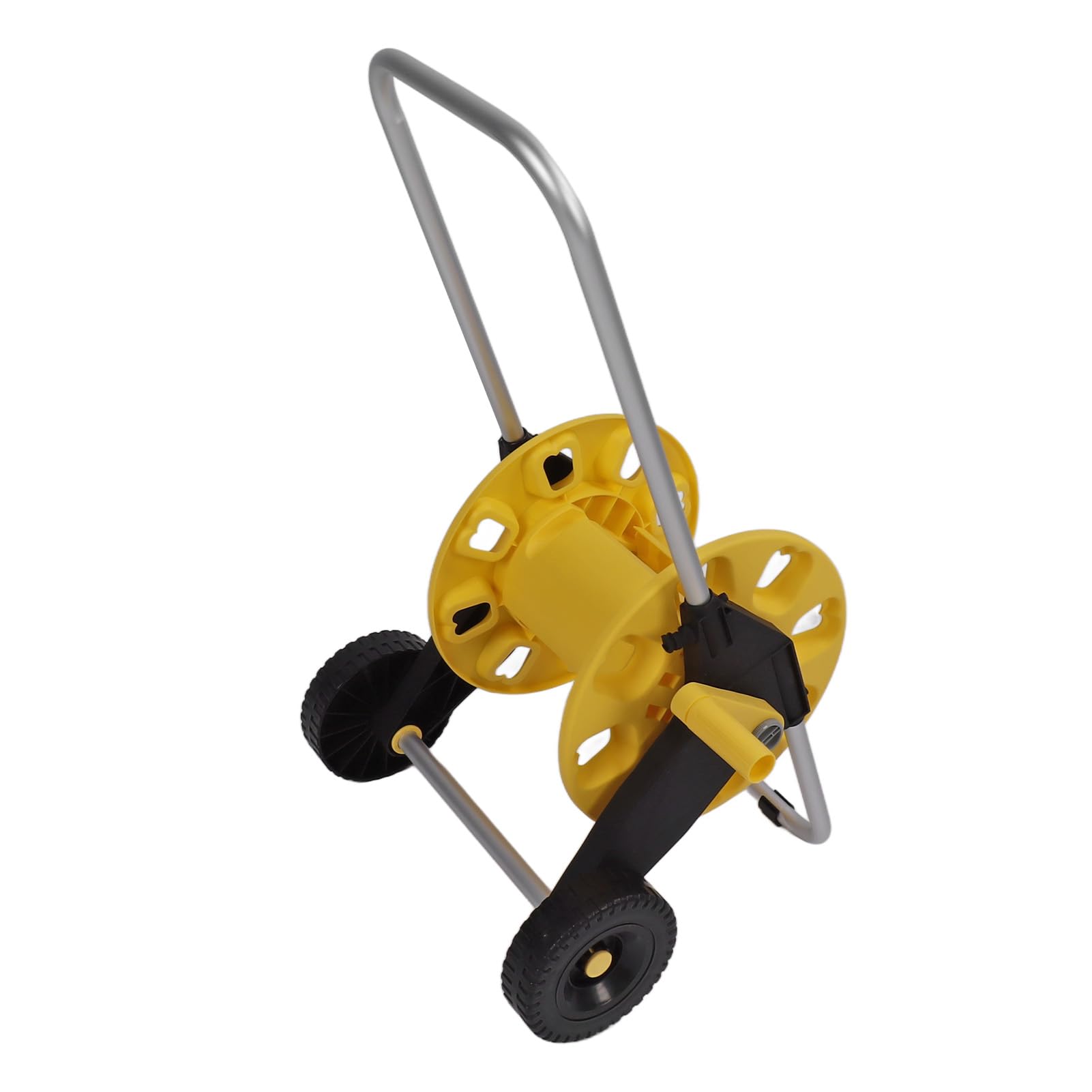 Carrello Avvolgitubo da Giardino in Alluminio Giallo Resistente per Prato Giardino con Ruote, Spazio di Archiviazione di 35 M