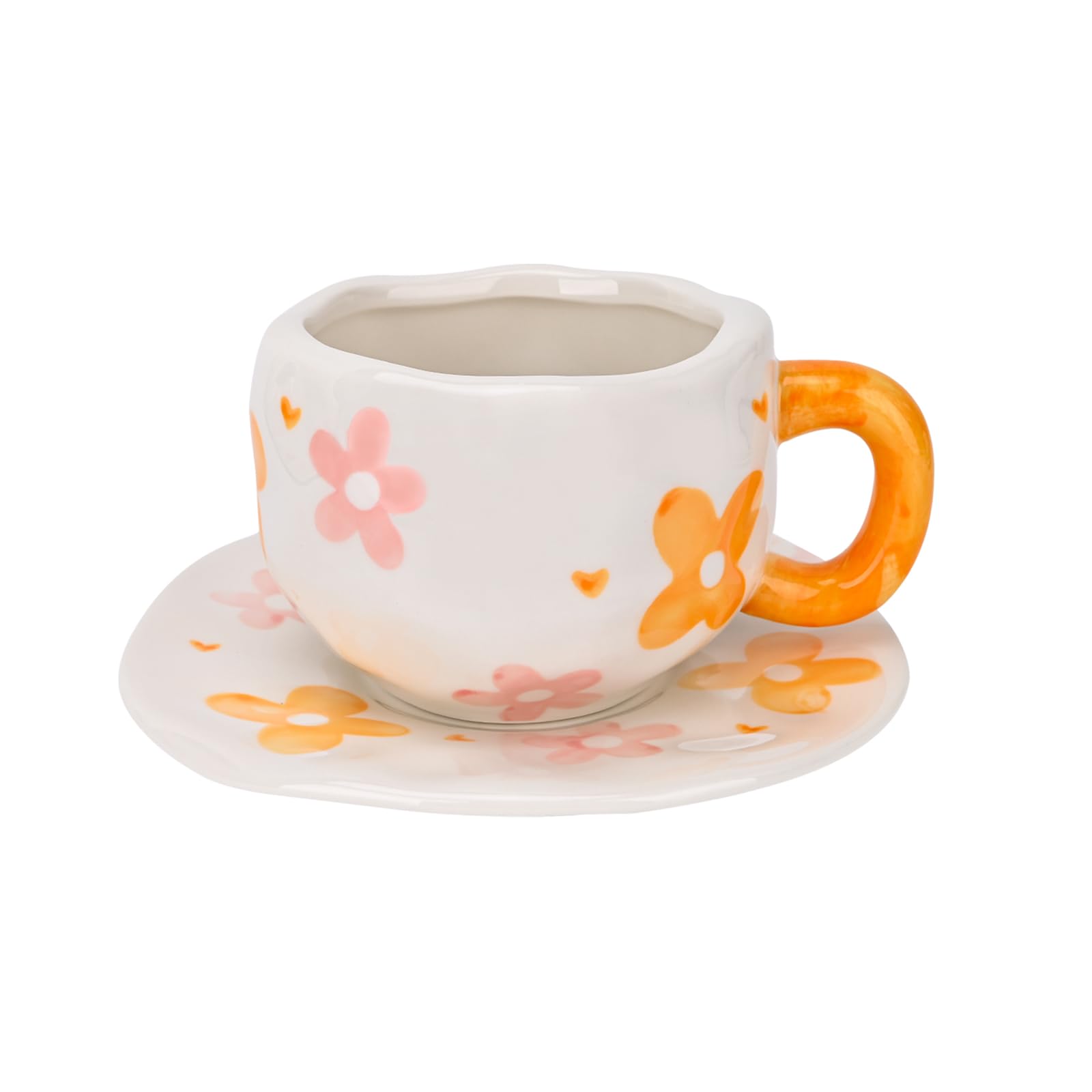 Koythin Ceramic Coffee Mug with Saucer Set