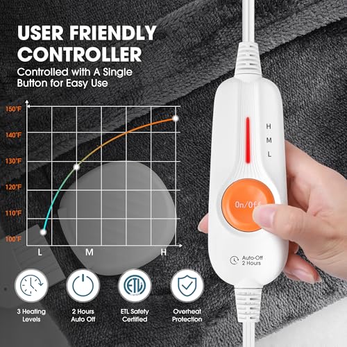 Image of Boileau Electric Heating Pad for Back Pain Relief, Birthday Gifts for Women Men Mom Dad Elderly, Self Care Gifts for Him Wife Husband, Neck Shoulder Back Pain Relief 24 inchx33 inch Large Heating Heat Pad