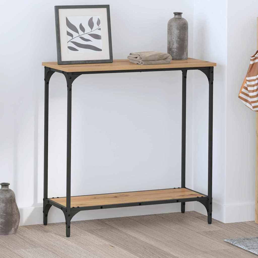 SXZenSpace Console Table 75x30.5x75cm Artisan Oak engineered wood steel frame hallway side table matte adjustable feet