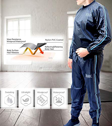 RAD Sweat Suit Sauna Exercise Tracksuit Fitness Weight Loss Slimming Boxing Gym Belt (Blue, 6XL)