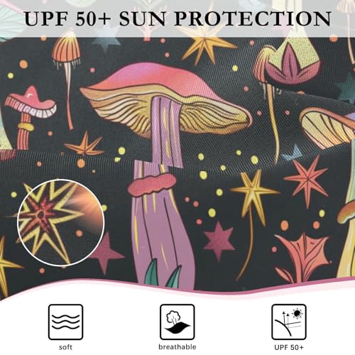 CaTaKu Girls One Piece Swimsuit Magic Mushroom Star Toddler Bathing Suit Long Sleeve UPF 50+ Rash Guard Swimwear 3-12Y4