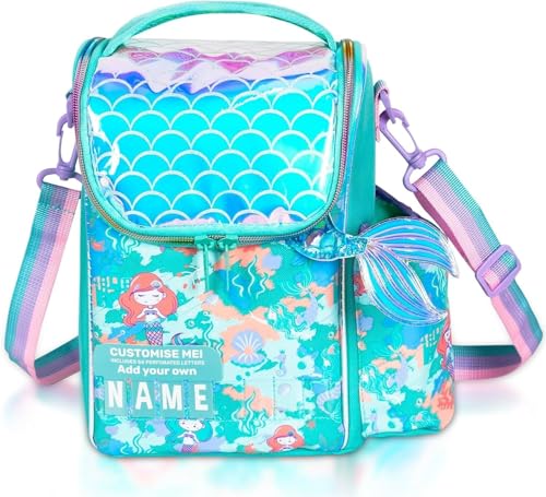 Image of Lunch Bag for Kids, Lunch Bag for Office Men, Women and Kids, Canvas Tiffin Bags for School, Picnic, Work, Carry Bag for Lunch Box and Water Bottle (Vertical Mermaid)