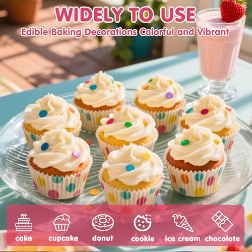 Image of Edible Confetti Sprinkles,Colorful Round Cake Decoration for Desserts,Rainbow Circular Candy,Pastel Circle Sprinkles for Cake Baking,Perfect For Birthday Wedding Party Decorating Supplies | 130g Round Candy Decorations,Circular Pastel Sugar for Baking,Birthday Wedding,Graduation ,Anniversary,Holiday Party Supplies