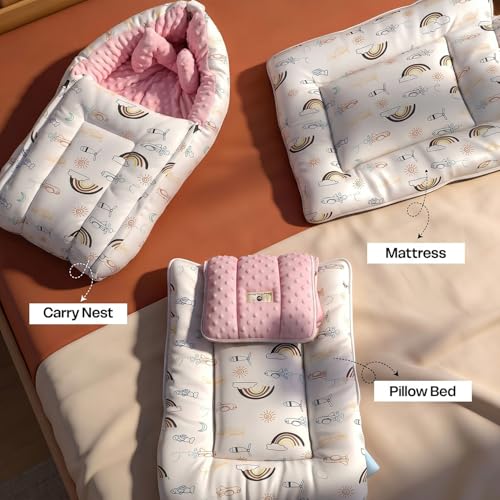 Image of StarAndDaisy 3 in 1 Baby Sleeping Bag /Baby Bedding Set for New Born, Baby Bed for New Born /Very Soft & Comfortable 0-12 Months /Foldable & Washable Cotton.