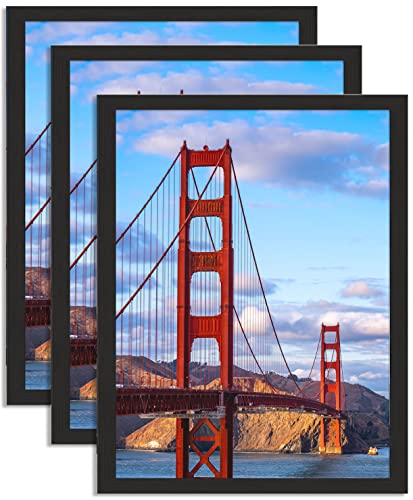Gootpa Poster Frames 18X24 Black Solid Wood Picture Frame Set Of 3, Wall Mounting Puzzle Frame 18X24 For Home Decor, Hanging Hardware For Horizontal Or Vertical Display #TOP27