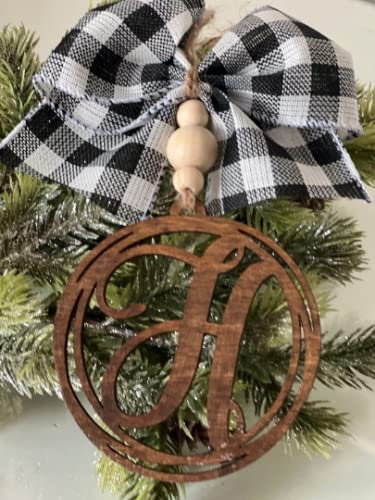 Car mirror charm Initial car accessories Monogram car charm with Leopard Burlap Black White Red Black Cow Paws — view 7