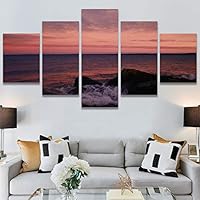 SIGNWIN 5 Panel Canvas Wall Art Coastal Scenery for Home Decorations Ready to Hang - 60