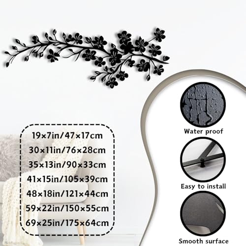 ENJOYOO Metal Branches Wall Decor, Tree Branch Wall Decor, Japanese Wall Art, Branches Metal Wall Art for Living Room, Bedroom, Outdoor (Black, 19×7in/47×17cm, metal wall art) - Image 4