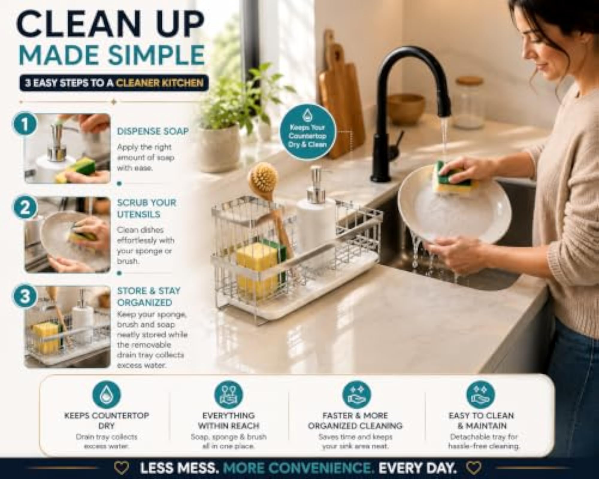 Ultra Strong Stainless Steel Sink Organizer