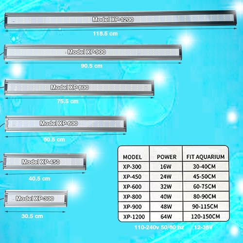 Image of Jainsons Pet Products Aquarium Fish Tank for Planted /Nature Aquarium Lighting Slim Bright Planted MinJiang Aquarium White LED Light (XP-300 |16 W | Suitable for 30-40 cm Aquarium)