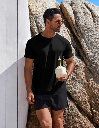 COOFANDY Mens Swim Shirt Short Sleeve UPF 50+ Sun Protection Shirt Rah Guard Athletic Quick Dry T Shirts2