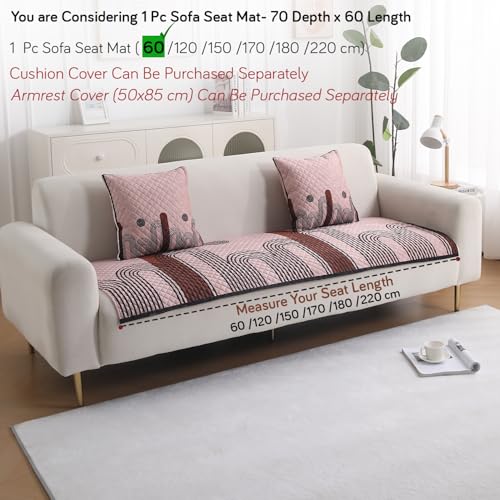 Image of HOKIPO 'LiefNest' Holland Velvet Sofa Cover Mat with Foam Filling for 1 /2 /3 Seater & L-Shape Sofa. Make Your Own Sofa Cover Set, Mat Size: 60(L) cm, Modern Archscape Mauve Blush (IN-821-D10)