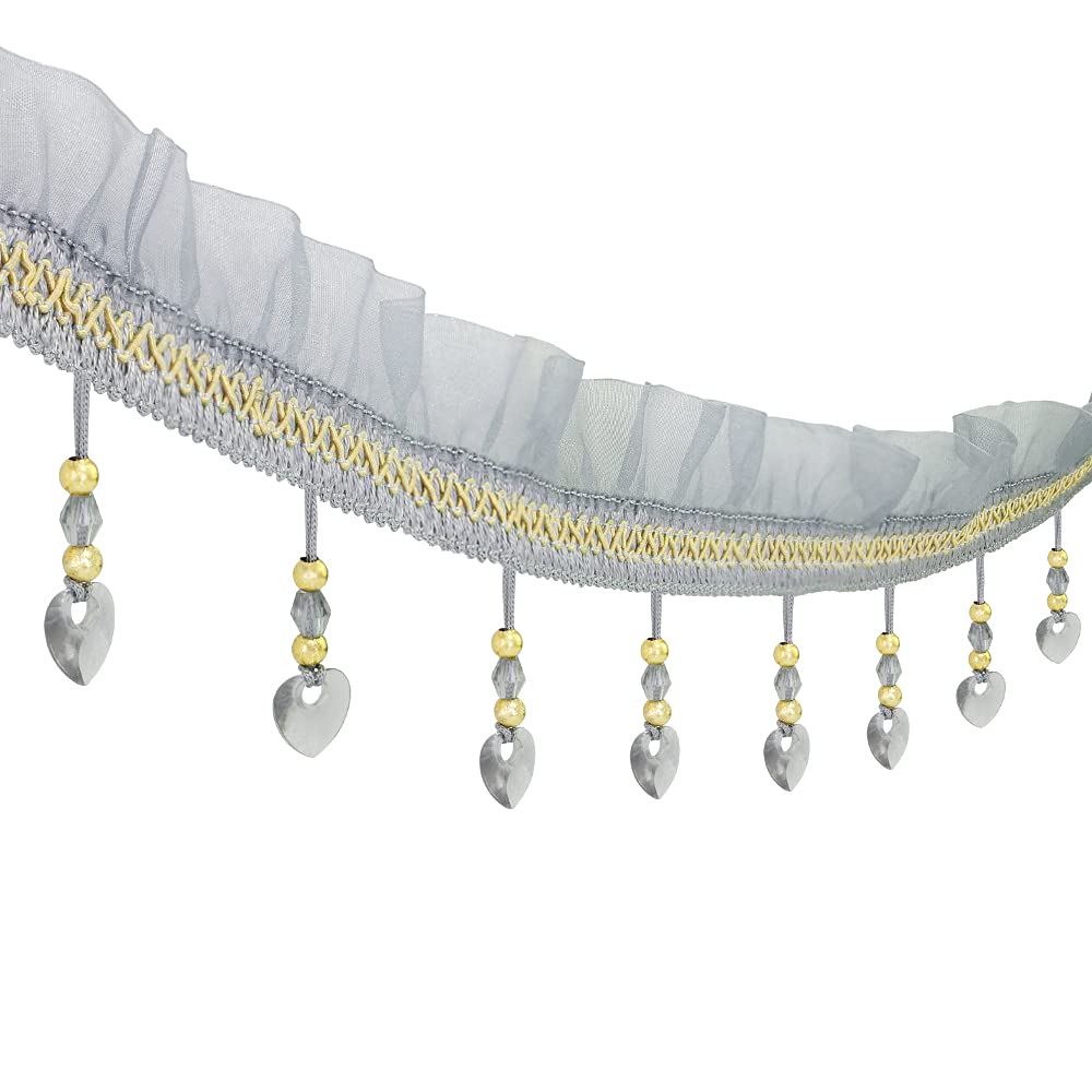 Beaded Fringe Trim Fringe Tassel Trimming Curtain Trim Sewing Fringe Trim for Lampshades Upholstery Drapery 12yards (Gray)