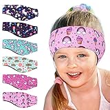 6 Pcs Swimming Headbands for Kids, Adjustable Swimming Ear Protection Bands Cute Cartoon Waterproof Swim Headbands for Girls Swimmers Age 1-5, Head Circumference 17.3-19.2 Inch
