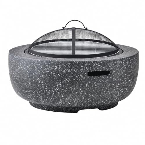 Image of Round Wood Burning fire Pit Outdoor Fireplace for Patio-23 Black