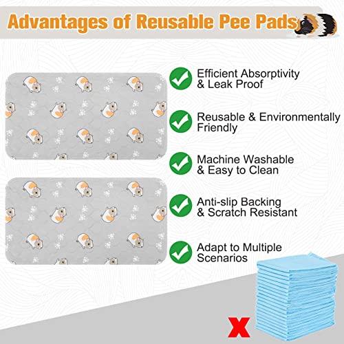 Scenereal Guinea Pig Cage Liner 2 Packs with Cleaning Brush - Fast Water Absorption Reusable Washable Pee Pads, Soft and Comfortable Mat for Small Animals Chinchillas Rabbits Hamster Bunny - Image 4