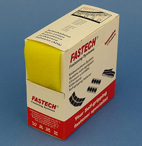 FASTECH B50-STD-L-020805, Hook and Loop tape, for sewing, loop, 5 m x 50 mm, Box, YELLOW