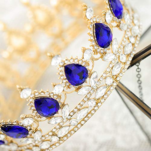 Image of Foyte Baroque Queen Crown and Tiaras Sparkly Rhinestone Wedding Crown Bride Tiaras Royal Princess Full Tiaras Headpieces for Women and Girls