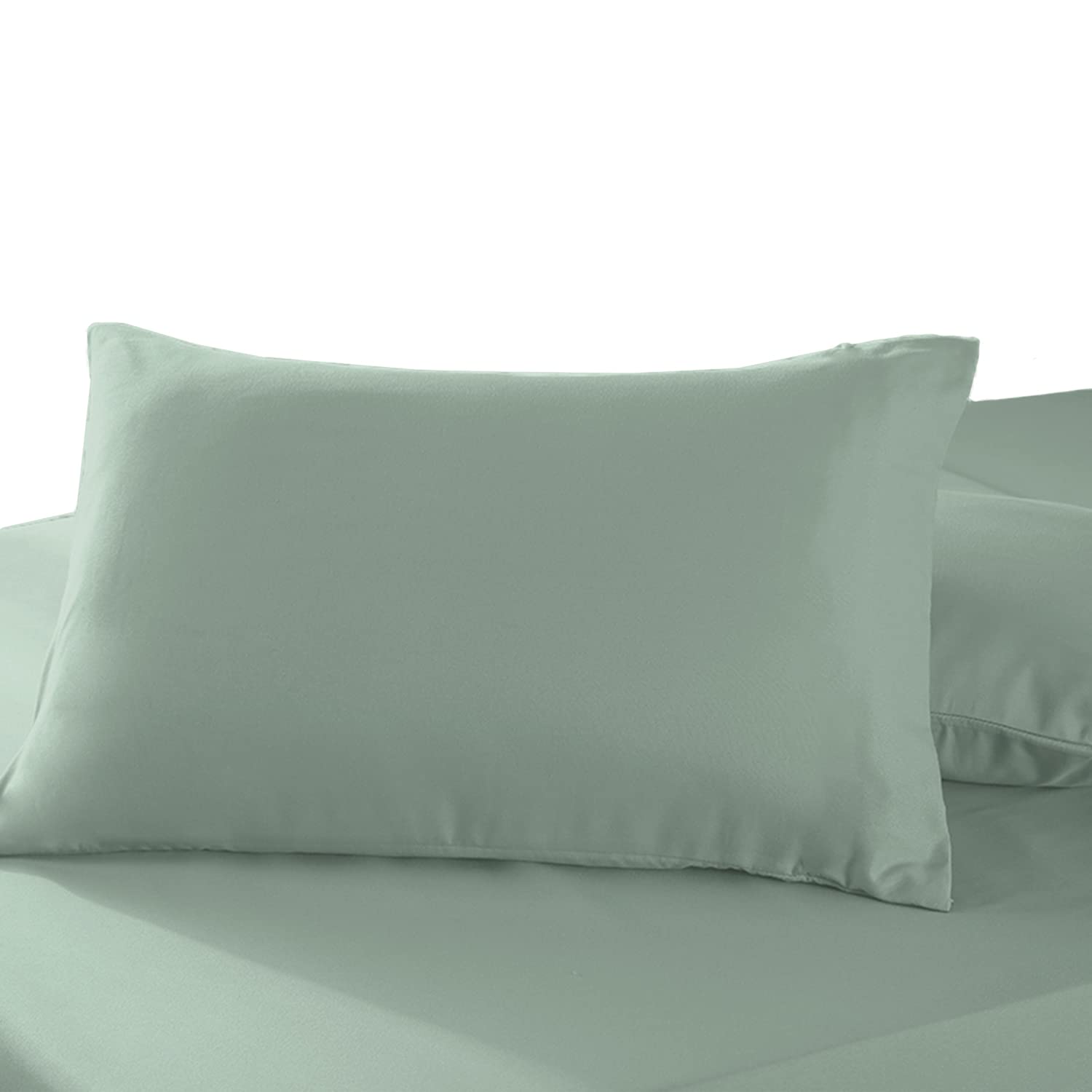 Pizuna Pure Combed Cotton Pillow Case 48 x 74 cm Sage, 400 Thread Count Soft Luxurious 100% Long Staple Cotton Sateen Weave Pillow Cover (Cooling Pillowcase Sage- 2 PC)