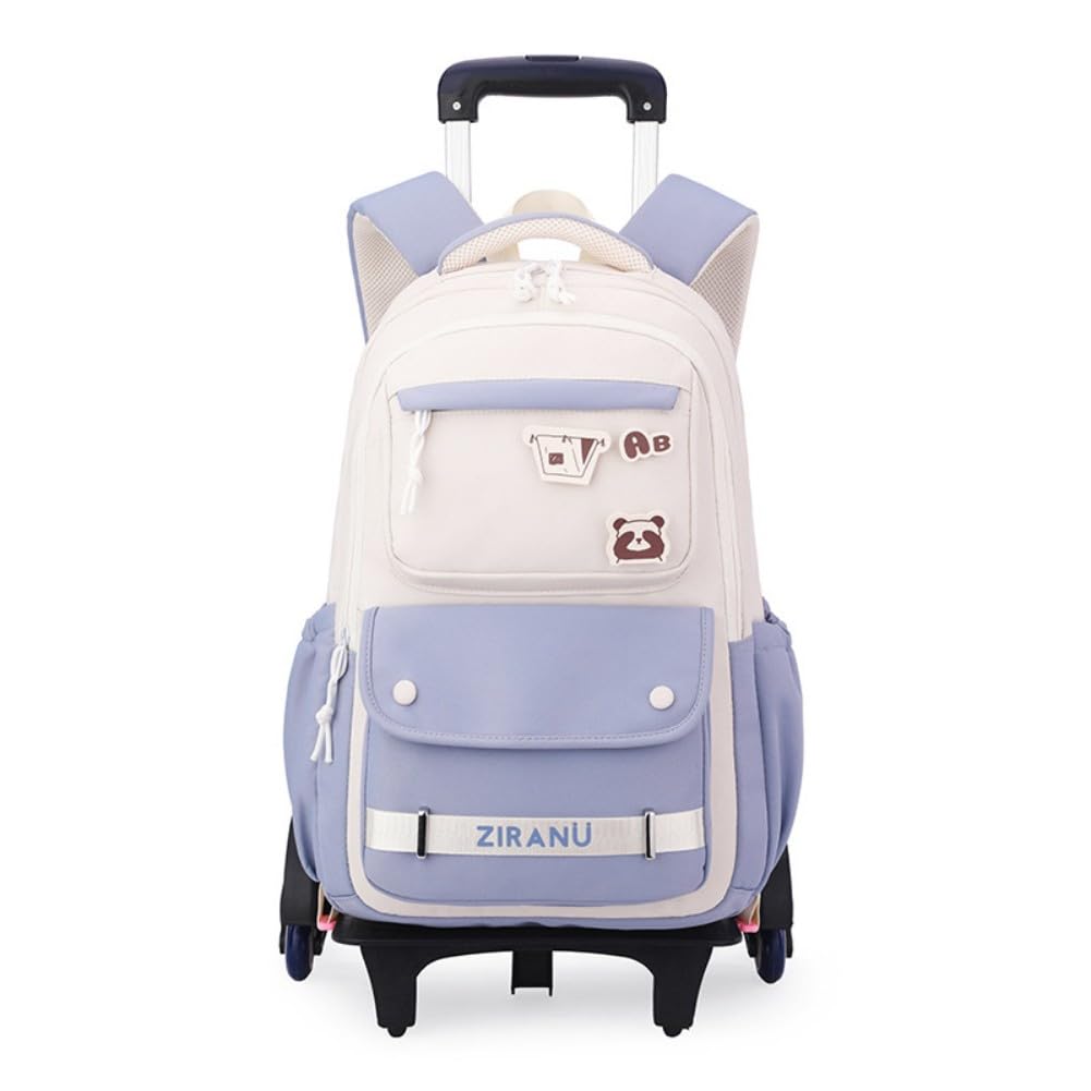 EKUIZAI Trolley Backpack for Girls Middle Kids School Bags with Wheels Rolling School Bags for Teen Girls, Blue