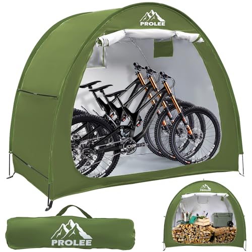 Prolee Bike Shed 6.6FT Waterproof 210D Oxford Fabric, Bike Storage with Window Design for Outdoor Storage, Bike Storage Tent for 2-3 Bikes, Outdoor Storage Waterproof