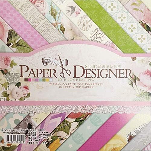 levylisa 8x8 Cardstock Paper Pad Designer Paper Pad Floral Scrapbook Paper Decorative Craft Paper (40 Sheets） (007)
