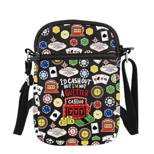 PLITI Casino Crossbody Purse Gambler Gift Casino Lover Gift I'd Cash Out But I'm Not a Quitter Slot Machine Gambling Bag