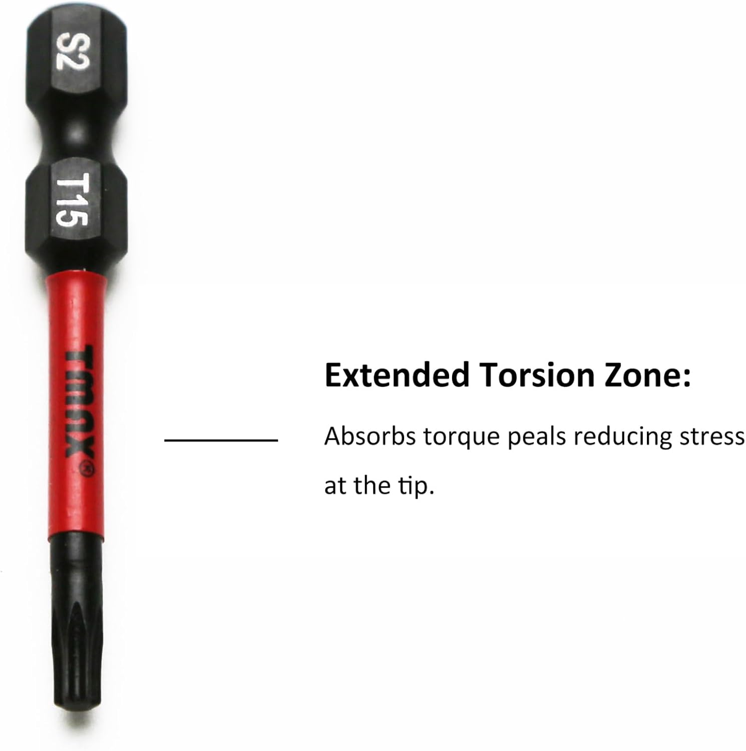 TMAX 25 pc T15 Torx Star 6 Point T-15 Black High Torque Impact Screwdriver Insert Bits Set S2 Steel Torsion Resistant, 2 Inch Long, 1/4 Inch Hex Shank with Quick Release Slot