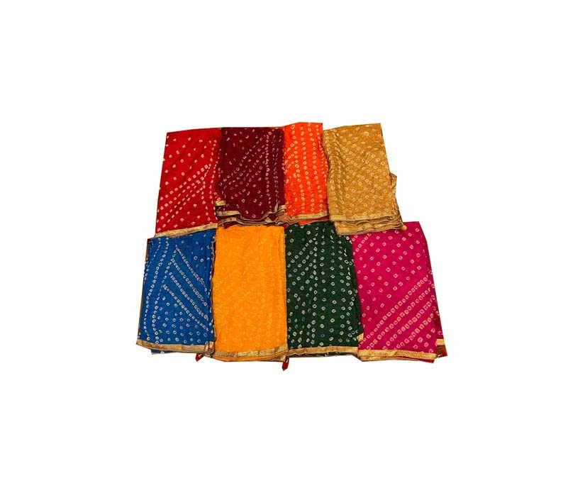 Wholesale Lot Of Solid Color Dupatta, Bandhej Dupatta tapara Silk Bandhani Bandhej Women Heavy Dupatta with Lace & latkan