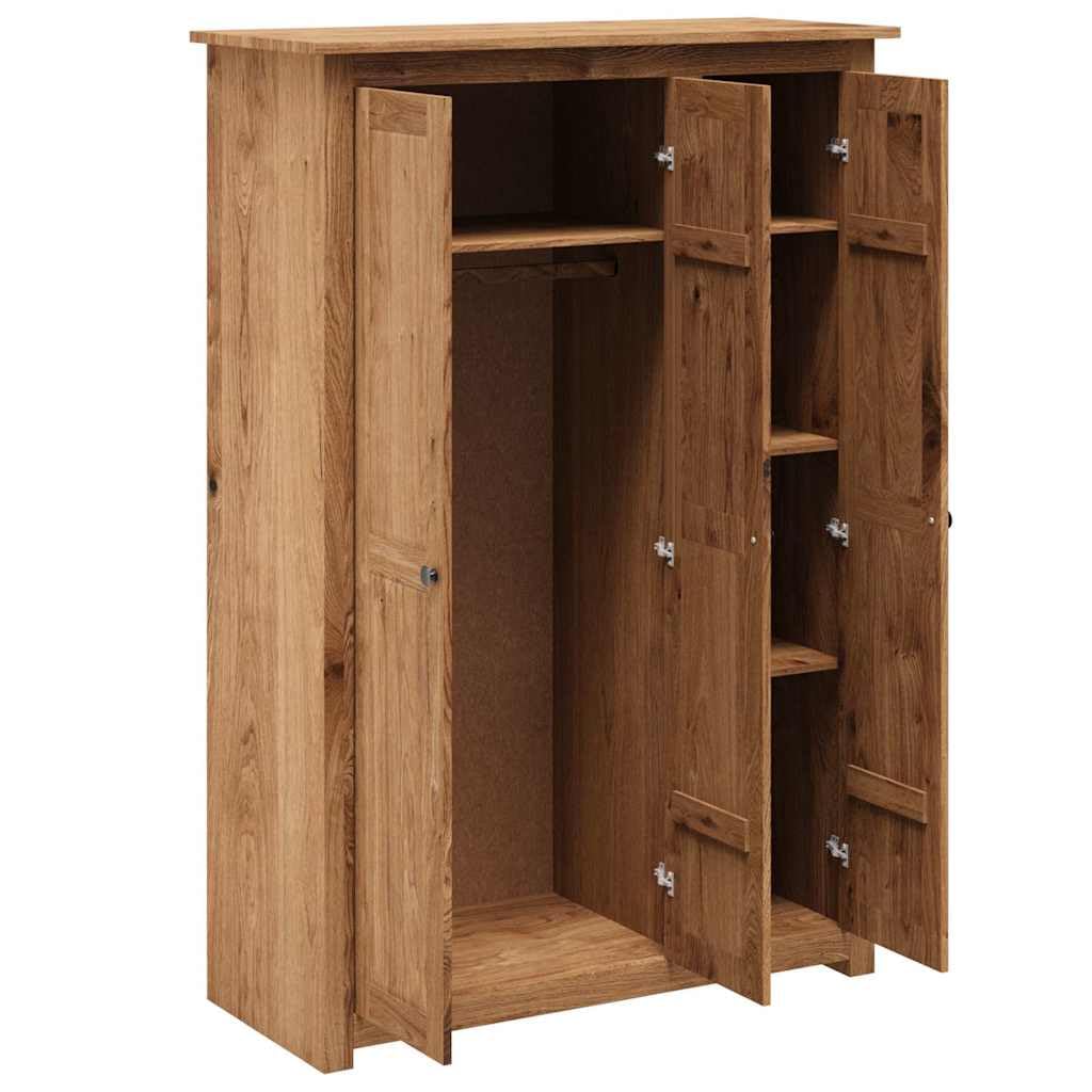 Armadio a 3 ante, 118 x 50 x 171,5 cm, in legno di pino, con 4 ripiani e asta appendiabiti, spazioso, organizer per camera da letto, corridoio, spogliatoio