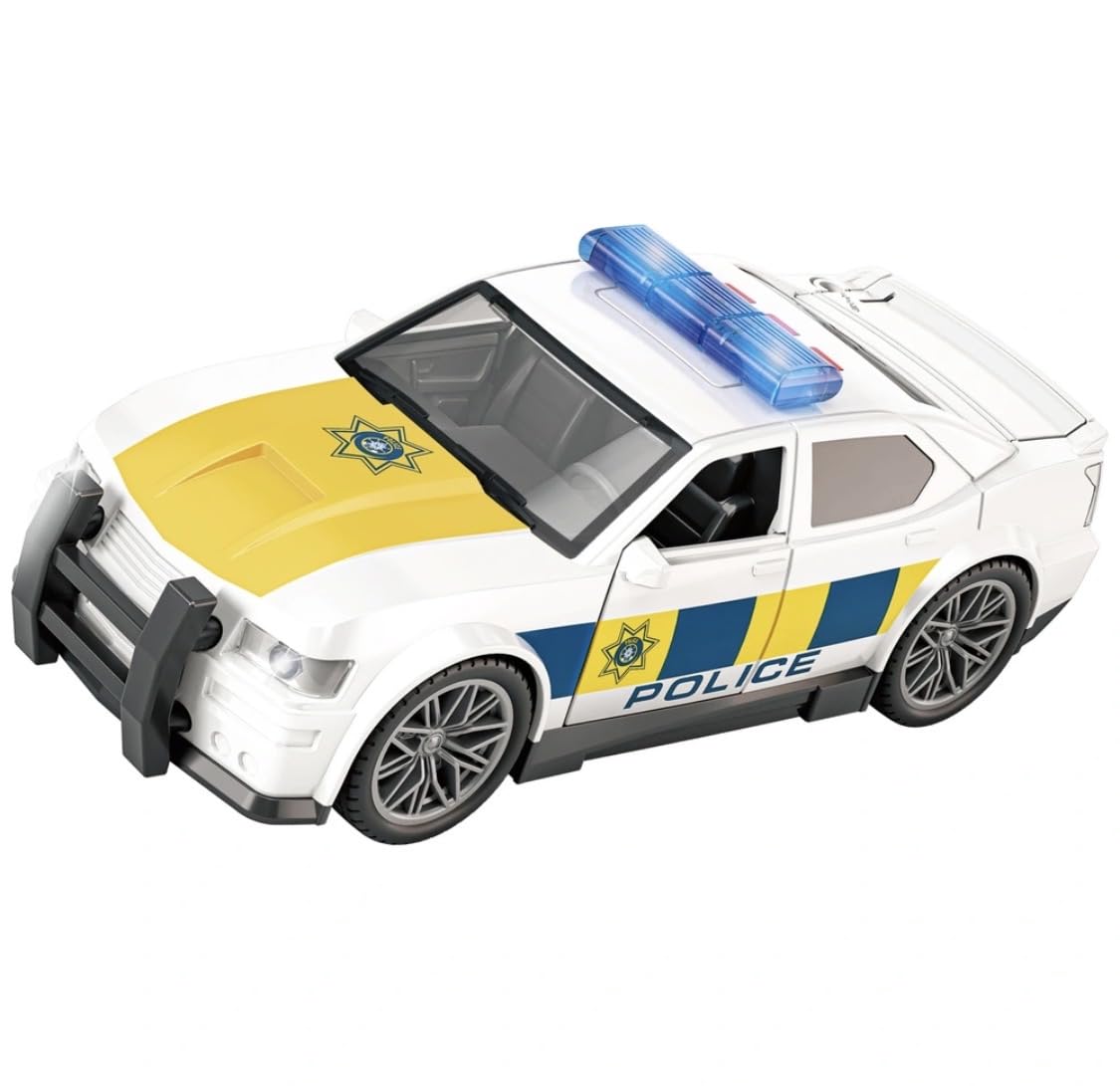 New|| Police Car Toy with Lights and Sounds, Flashing Siren Lights, Openable Doors, Push-and-Go Power, For 3 Years + ||