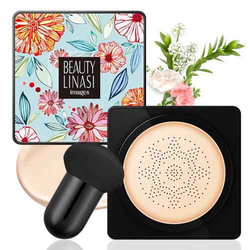 CC Crema con Fungo Testa D'aria Cuscino, BB Cream, Correttore Duraturo Idratante Illuminante, Crema Fondotinta Copertura Completa per Trucco Impeccabile, Cuscino CC Cream, Facile da Applicare (Avorio)