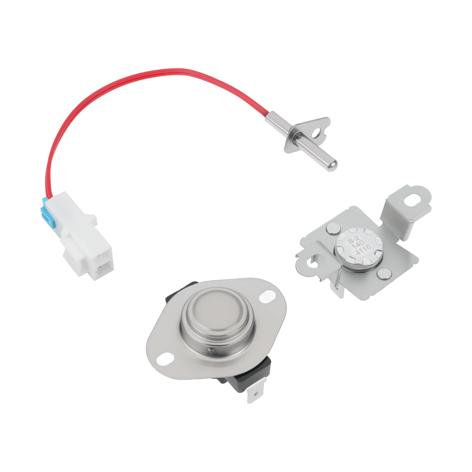 3PCS Dryer Repair Kit - Thermistor, Thermal Fuse & Thermostat Replacement For LG, GE, Kenmore Dryers