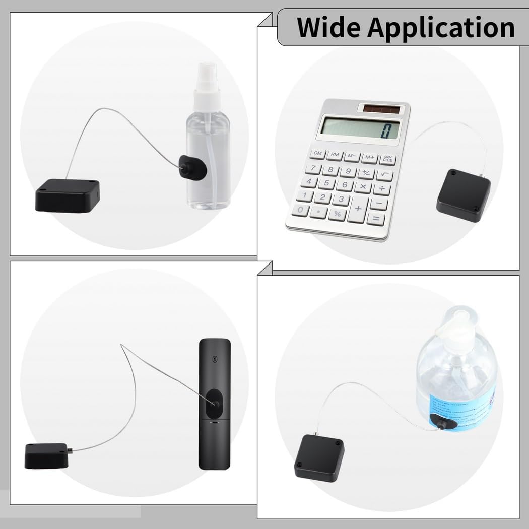 10 Pack Retractable Remote Control Cable Tether Lock, 39 Inch Adjustable Tether with Self-Adhesive Base for Tv Remotes, Game Controllers, Tablets, Speakers & Microphones