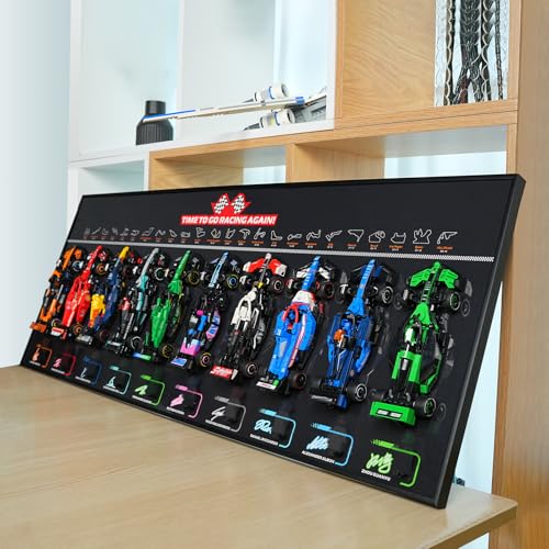 Display Wallboard for Lego F1 Speed Champions Set 66802 (77242–77251) - 10 Race Cars Model Wall Mount Display, Transform Models into Wall Art (Models Not Included) - Premium Black Collector's Mount