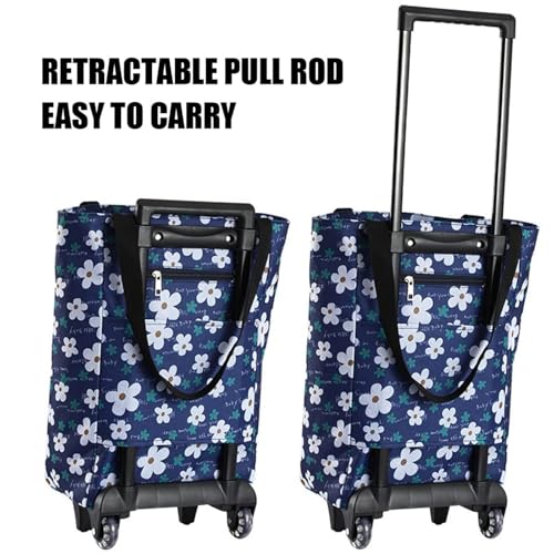 Carrello pieghevole per la spesa, con ruote, riutilizzabile, per campeggio, spiaggia, picnic, barbecue, lavanderia e bagagli