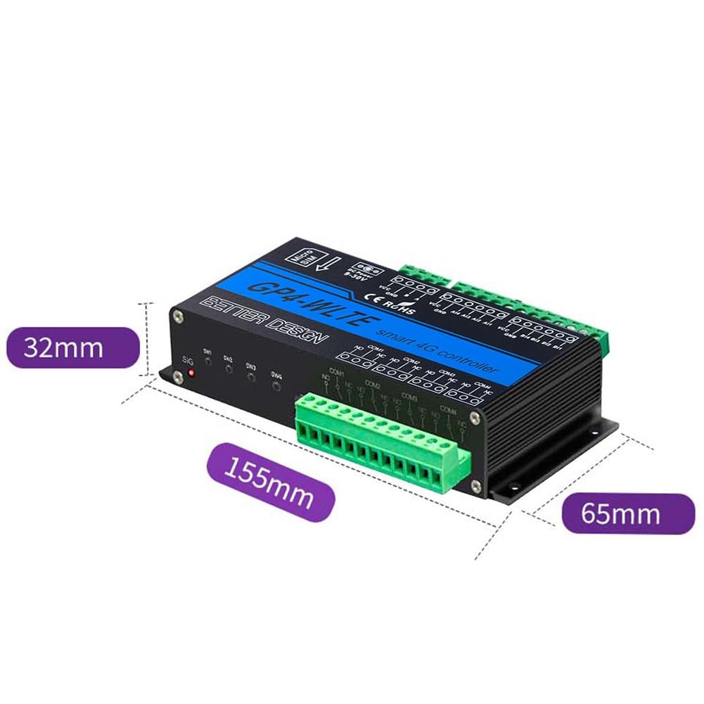 GP4-WLTE Smart 4G Global GSM SMS APP Controller RS485 Web Control comme illustré sorties relais en plastique 10 A, prise européenne