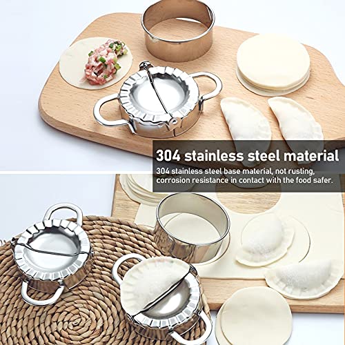 Stainless Steel Dumplings Maker Set Ravioli Maker Cutter Stamp Set With Wooden Handle Dumpling Cutter Tools Stuffing Spoon Dumpling Mold Set For Pasta, Lasagna, Pierogi (13Pcs) #TOP7