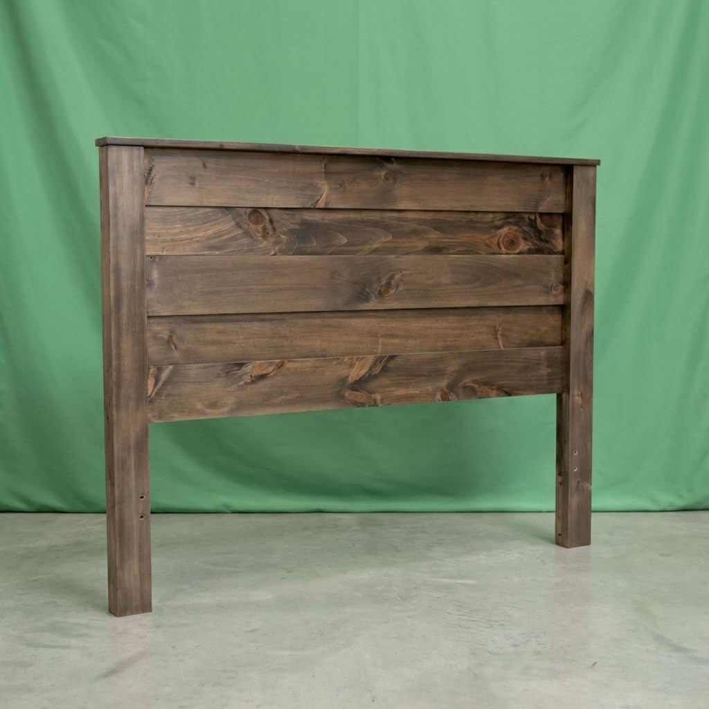 Farmhouse Wood Headboard, Queen Size – Rustic & Modern Style, Solid Pine, Brown, Amish Handcrafted, Made in USA